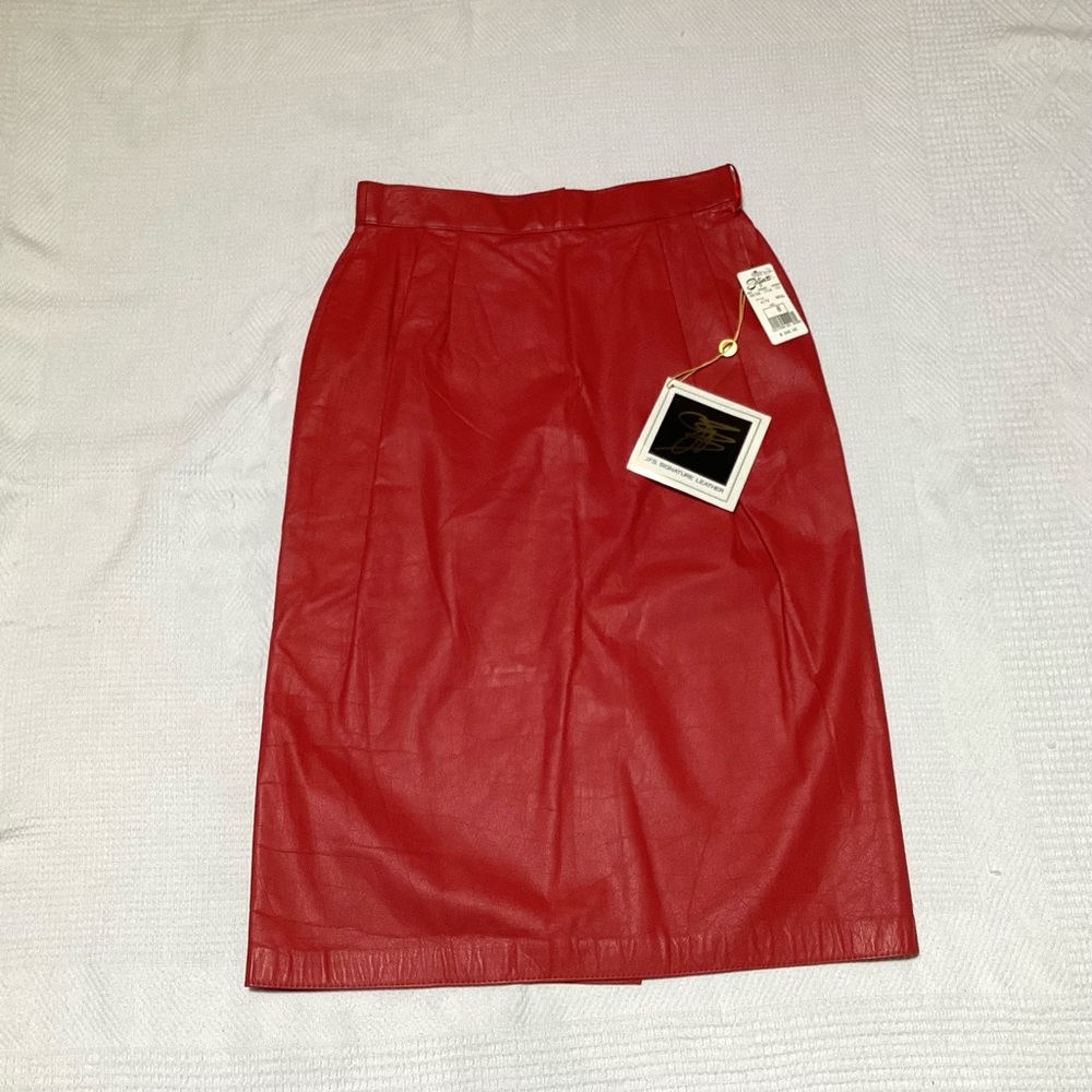 NWT $245 Vintage Genuine Leather Skirt Size 8 J.F.S. Signature Leather Brand New